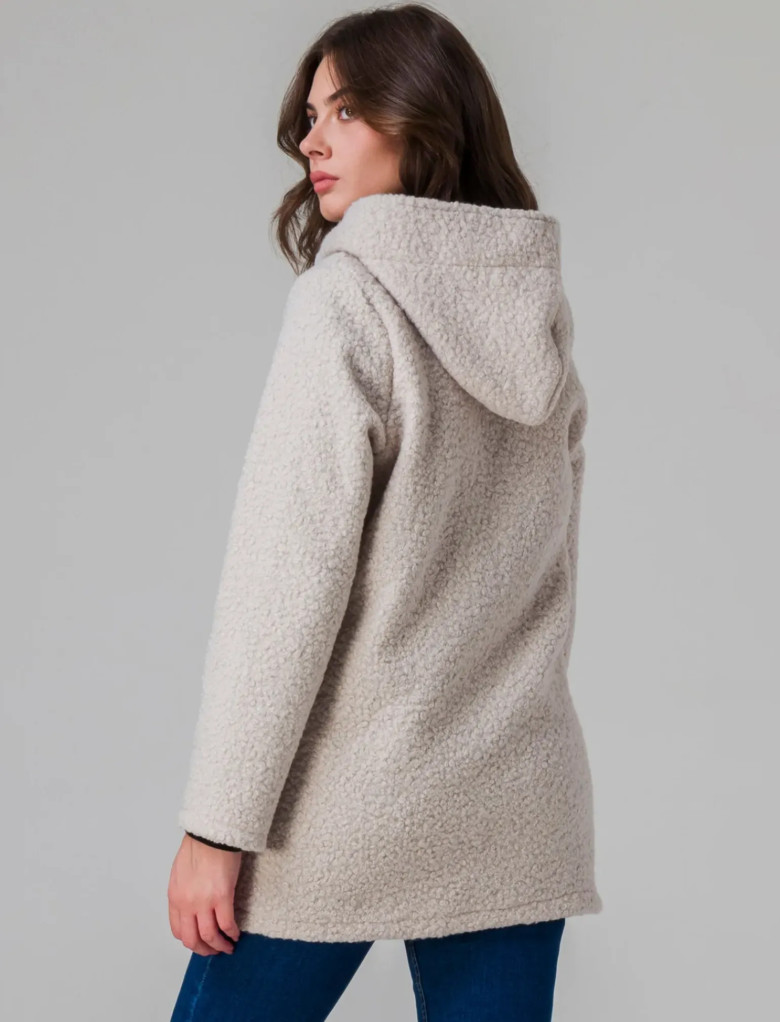 Donna Piazza Italia Giubbini E Cappotti<Cappotto con bottoni in tessuto boucle - Avorio