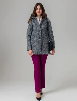 Donna Piazza Italia Giubbini E Cappotti<Cappotto con bottoni in tessuto boucle - sale/pepe