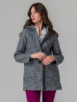 Donna Piazza Italia Giubbini E Cappotti<Cappotto con bottoni in tessuto boucle - sale/pepe