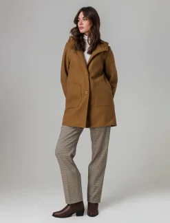 Donna Piazza Italia Giubbini E Cappotti<Cappotto con cappuccio e tasche a taglio - Cammello