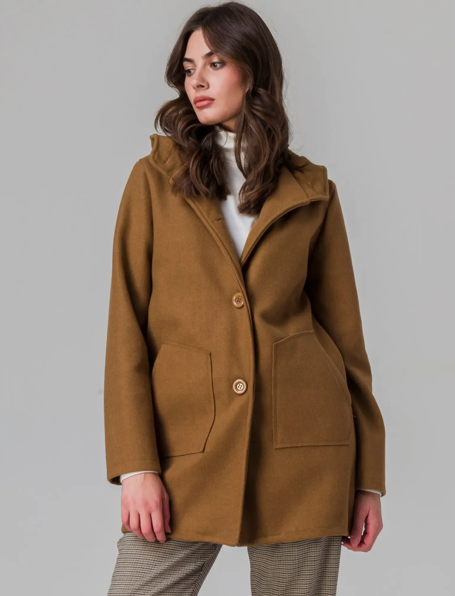 Donna Piazza Italia Giubbini E Cappotti<Cappotto con cappuccio e tasche a taglio - Cammello