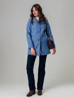 Donna Piazza Italia Giubbini E Cappotti<Cappotto con cappuccio e tasche a taglio - Denim