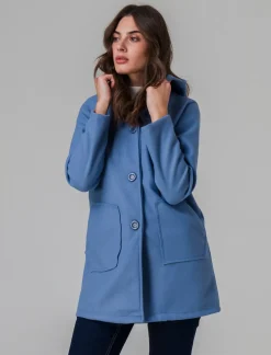 Donna Piazza Italia Giubbini E Cappotti<Cappotto con cappuccio e tasche a taglio - Denim