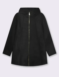 Donna Piazza Italia Giubbini E Cappotti<Cappotto con cappuccio e chiusura con zip - Nero