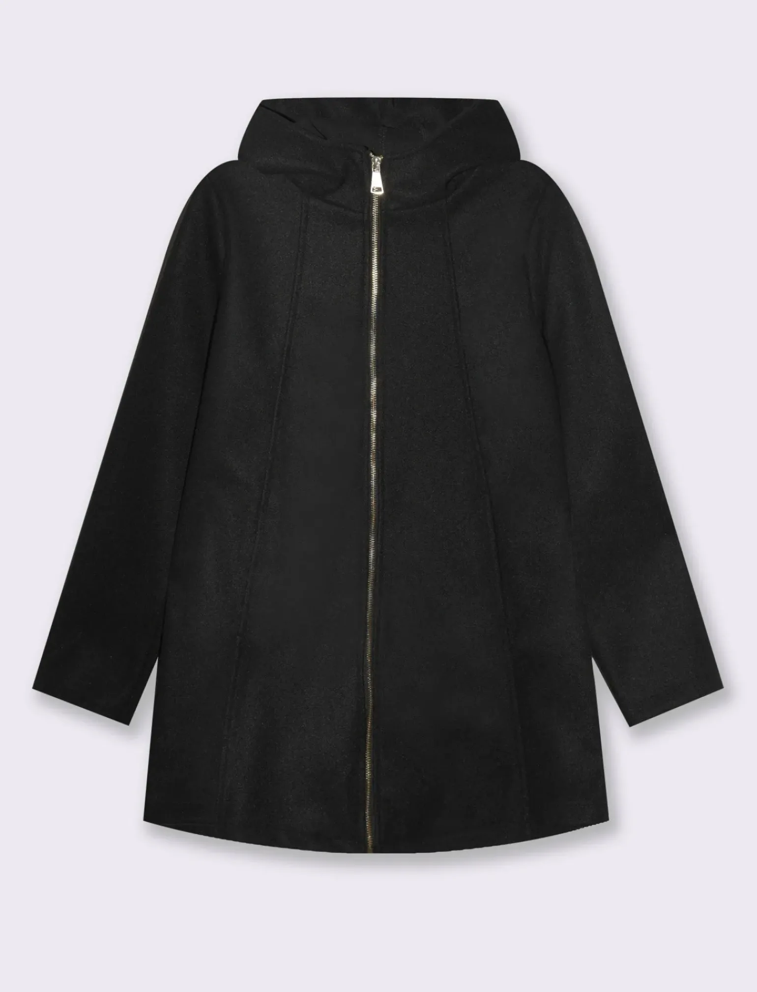 Donna Piazza Italia Giubbini E Cappotti<Cappotto con cappuccio e chiusura con zip - Nero