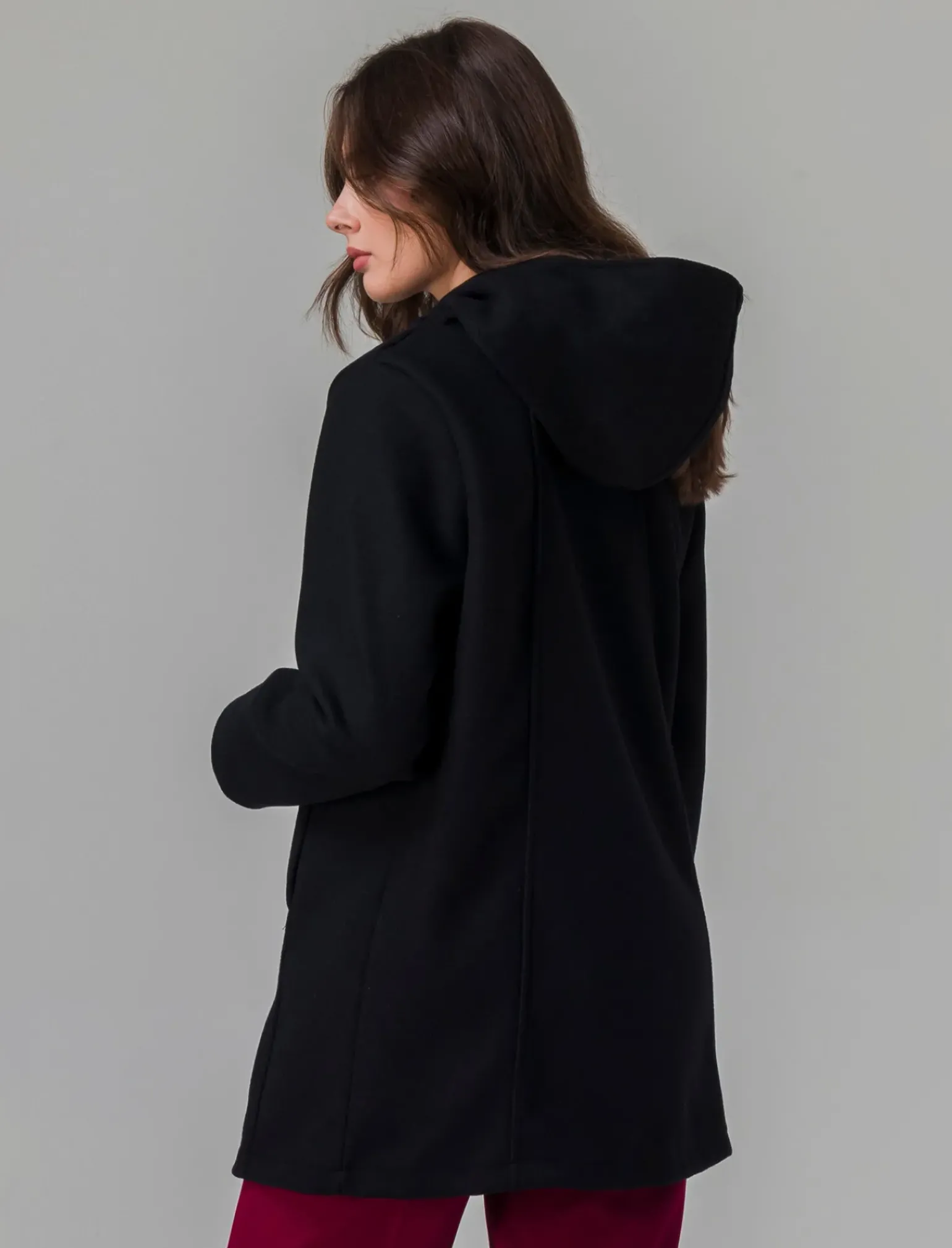 Donna Piazza Italia Giubbini E Cappotti<Cappotto con cappuccio e chiusura con zip - Nero