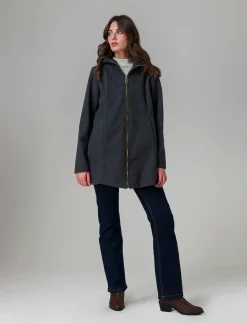 Donna Piazza Italia Giubbini E Cappotti<Cappotto con cappuccio e chiusura con zip - Grigio