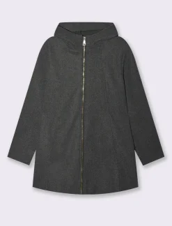 Donna Piazza Italia Giubbini E Cappotti<Cappotto con cappuccio e chiusura con zip - Grigio