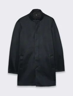 Uomo Piazza Italia Giubbini E Cappotti<Cappotto con collo alla coreana e tasche a filetto sui fianchi - Blu