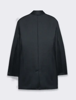 Uomo Piazza Italia Giubbini E Cappotti<Cappotto con collo alla coreana e tasche a filetto sui fianchi - Blu