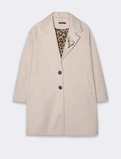 Donna Piazza Italia Giubbini E Cappotti<CAPPOTTO CON SPILLA - Bianco gesso