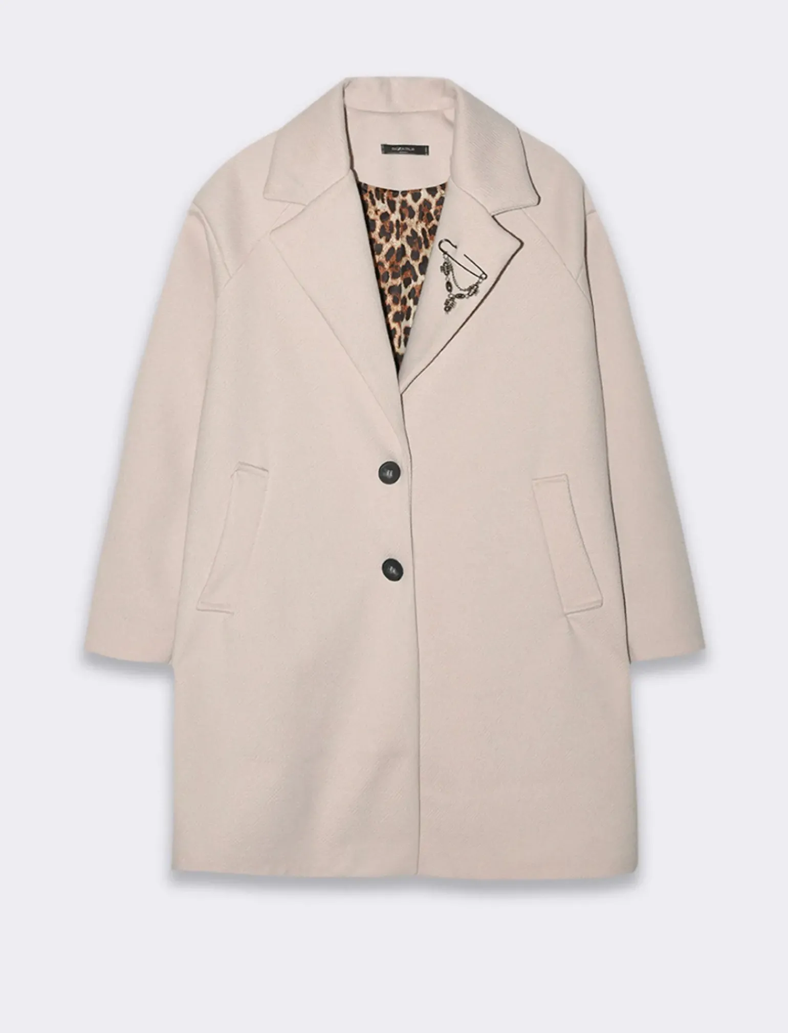 Donna Piazza Italia Giubbini E Cappotti<CAPPOTTO CON SPILLA - Bianco gesso