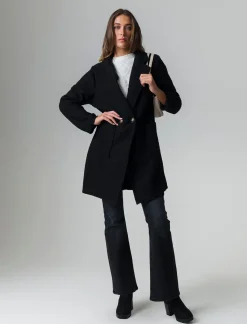 Donna Piazza Italia Donna|Giubbini E Cappotti<Cappotto doppiopetto con tasche e toppa sul davanti -