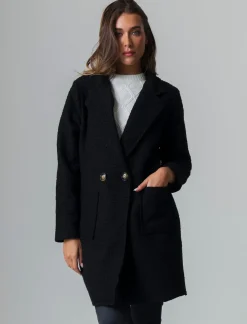 Donna Piazza Italia Donna|Giubbini E Cappotti<Cappotto doppiopetto con tasche e toppa sul davanti -