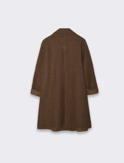 Donna Piazza Italia Donna|Giubbini E Cappotti<Cappotto doppiopetto con tasche e toppa sul davanti - Moro