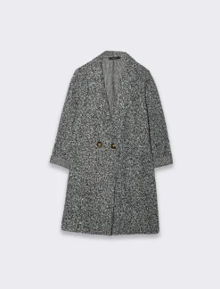 Donna Piazza Italia Donna|Giubbini E Cappotti<Cappotto doppiopetto con tasche e toppa sul davanti - sale/pepe