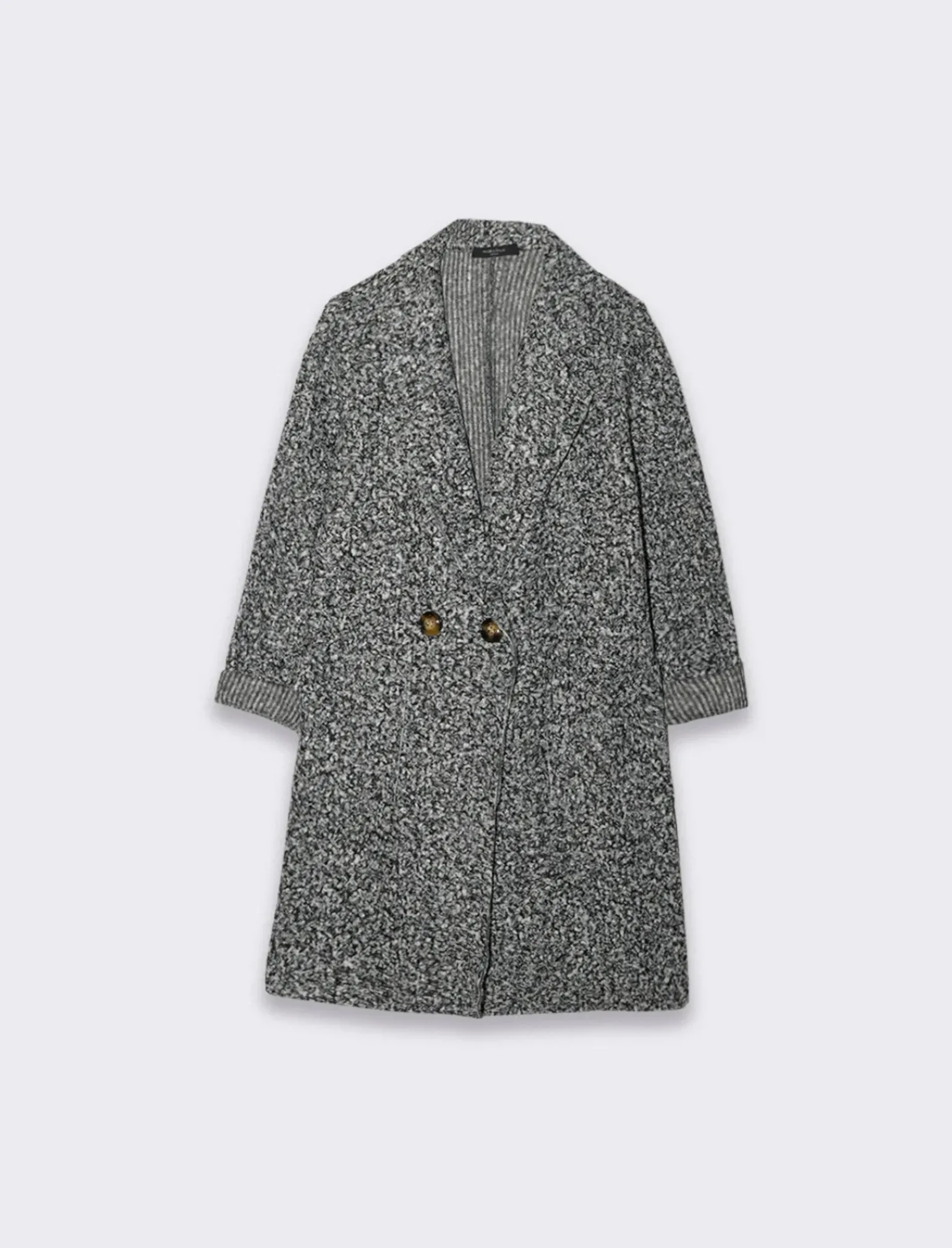 Donna Piazza Italia Donna|Giubbini E Cappotti<Cappotto doppiopetto con tasche e toppa sul davanti - sale/pepe