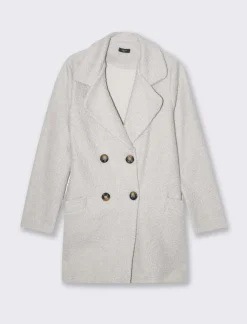 Donna Piazza Italia Giubbini E Cappotti<Cappotto doppiopetto in tessuto bouclè - Avorio