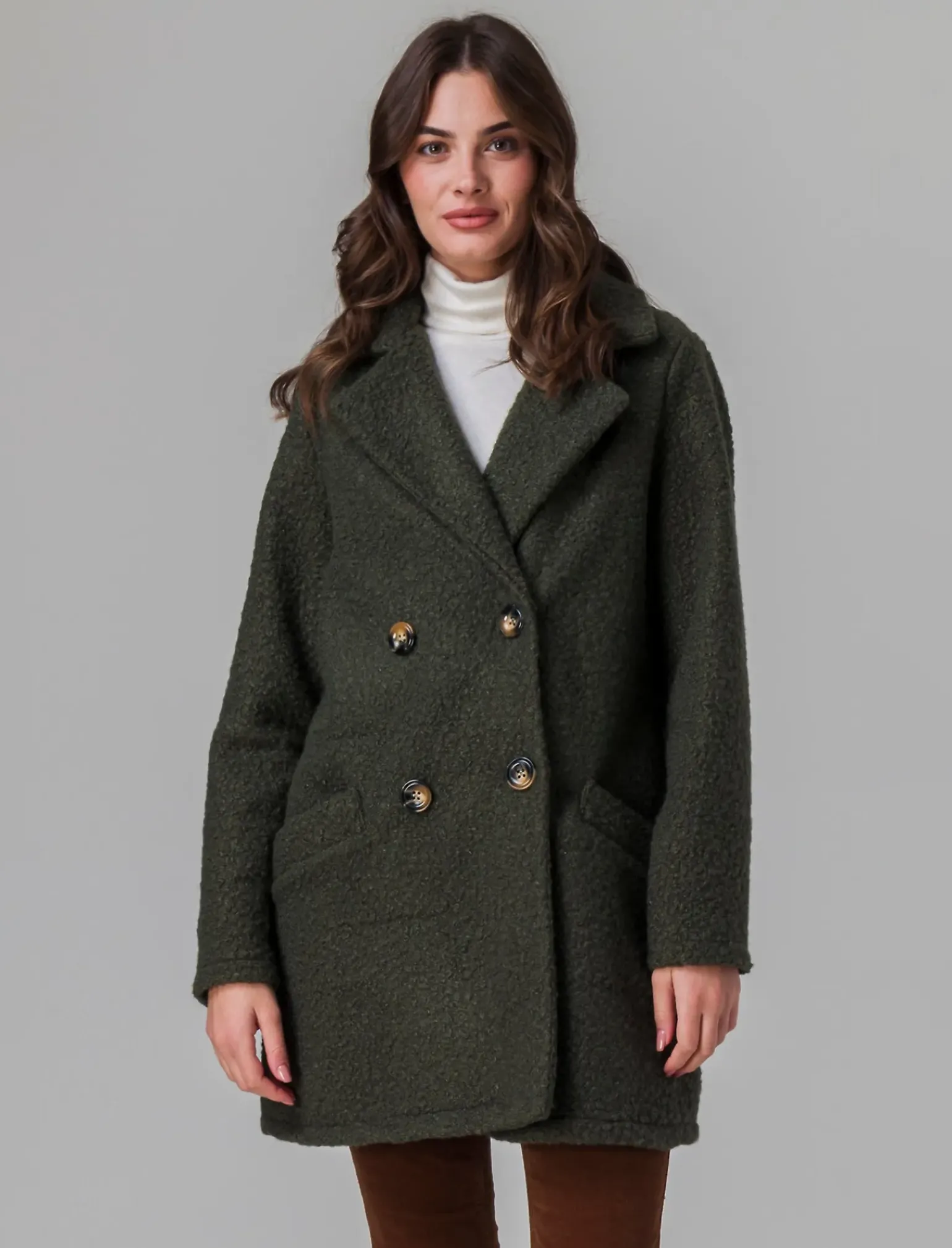 Donna Piazza Italia Giubbini E Cappotti<Cappotto doppiopetto in tessuto bouclè - Ve.milit.