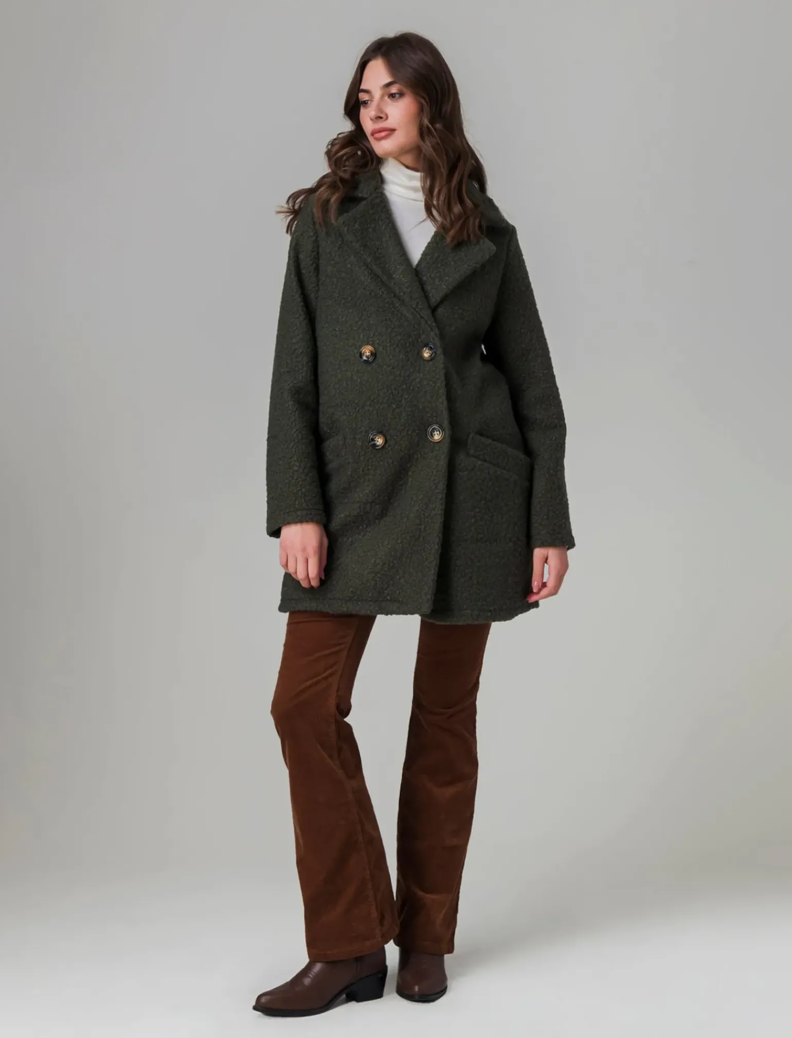 Donna Piazza Italia Giubbini E Cappotti<Cappotto doppiopetto in tessuto bouclè - Ve.milit.