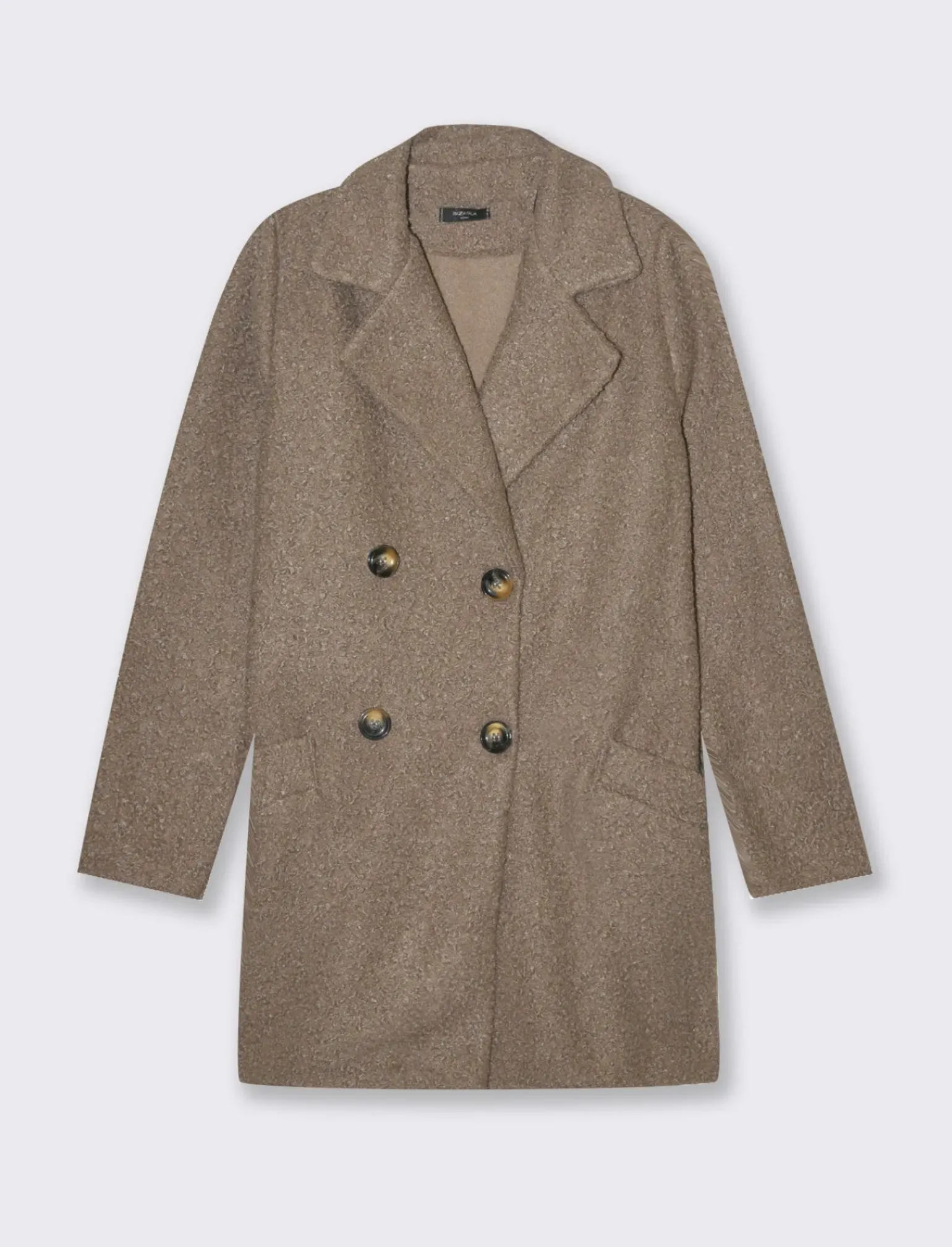 Donna Piazza Italia Giubbini E Cappotti<Cappotto doppiopetto in tessuto bouclè - fango