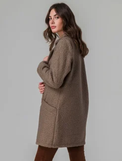 Donna Piazza Italia Giubbini E Cappotti<Cappotto doppiopetto in tessuto bouclè - fango