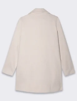 Donna Piazza Italia Giubbini E Cappotti<Cappotto doppiopetto in tessuto diagonale - Bianco gesso