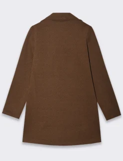 Donna Piazza Italia Giubbini E Cappotti<Cappotto doppiopetto in tessuto diagonale - Moro