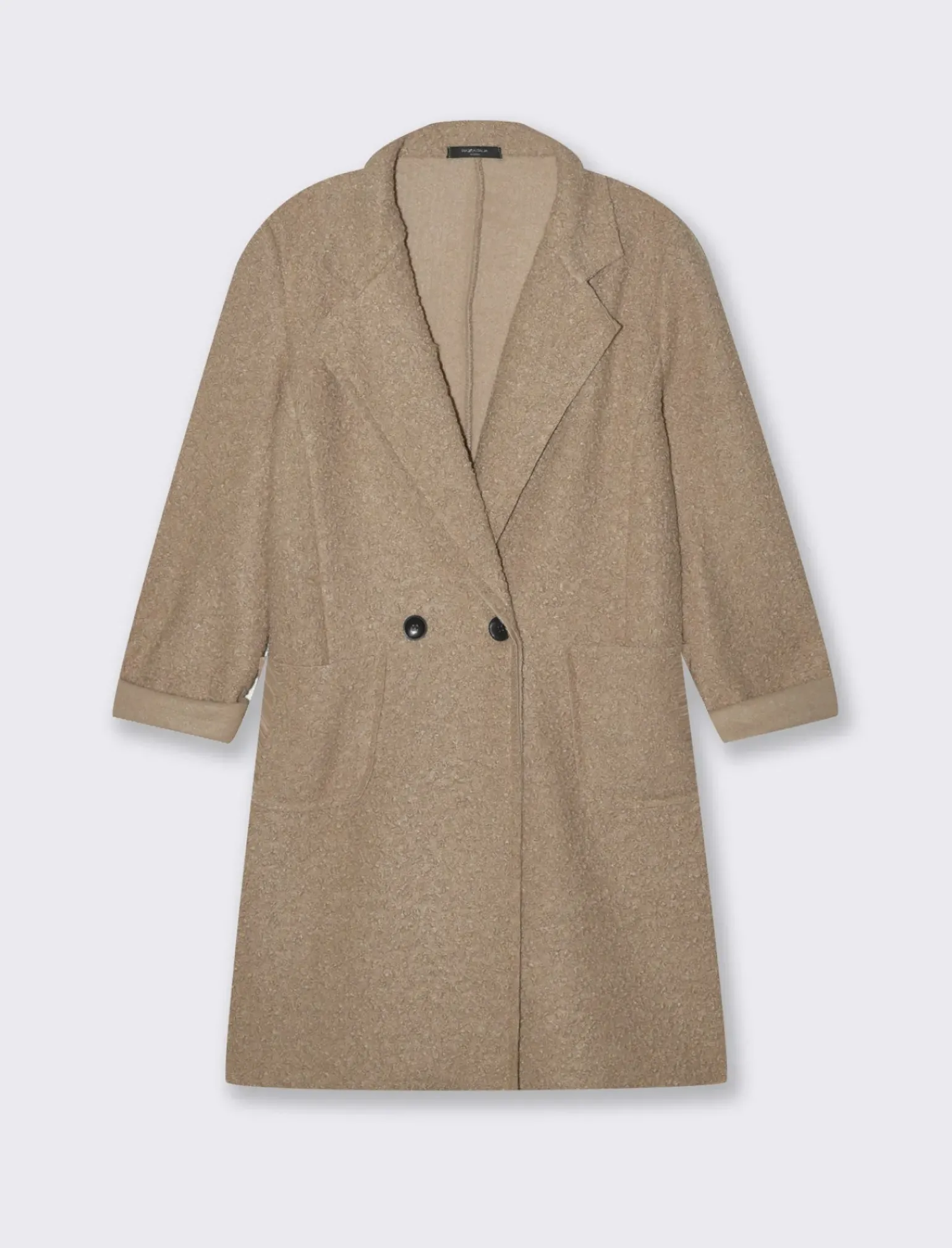 Donna Piazza Italia Giubbini E Cappotti<CAPPOTTO IN TESSUTO BOUCLE' - Sabbia