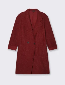 Donna Piazza Italia Giubbini E Cappotti<CAPPOTTO IN TESSUTO BOUCLE' - Rosso india