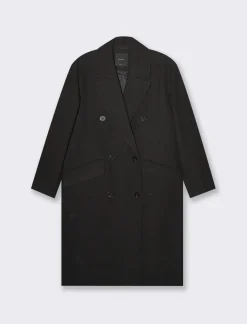 Donna Piazza Italia Donna|Giubbini E Cappotti<Cappotto linea squadrata vestibilità over con abbottonatura doppio petto -