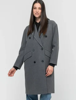 Donna Piazza Italia Donna|Giubbini E Cappotti<Cappotto linea squadrata vestibilità over con abbottonatura doppio petto - melange