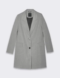 Donna Piazza Italia Donna|Giubbini E Cappotti<Cappotto monopetto 2 bottoni collo revers spacchetti sui polsi - chiaro