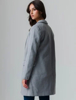 Donna Piazza Italia Donna|Giubbini E Cappotti<Cappotto monopetto 2 bottoni collo revers spacchetti sui polsi - chiaro