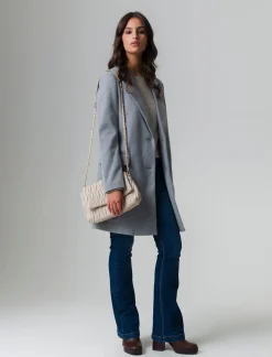 Donna Piazza Italia Donna|Giubbini E Cappotti<Cappotto monopetto 2 bottoni collo revers spacchetti sui polsi - chiaro