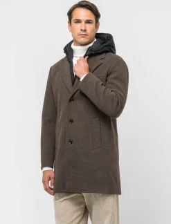 Uomo Piazza Italia Uomo|Giubbini E Cappotti<Cappotto regular fit con gilet e cappuccio - Moro