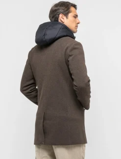 Uomo Piazza Italia Uomo|Giubbini E Cappotti<Cappotto regular fit con gilet e cappuccio - Moro