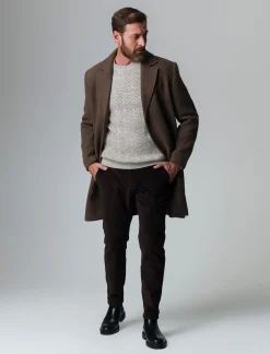 Uomo Piazza Italia Uomo|Giubbini E Cappotti<Cappotto regular fit con collo a revers a punta e maniche lunghe - fango