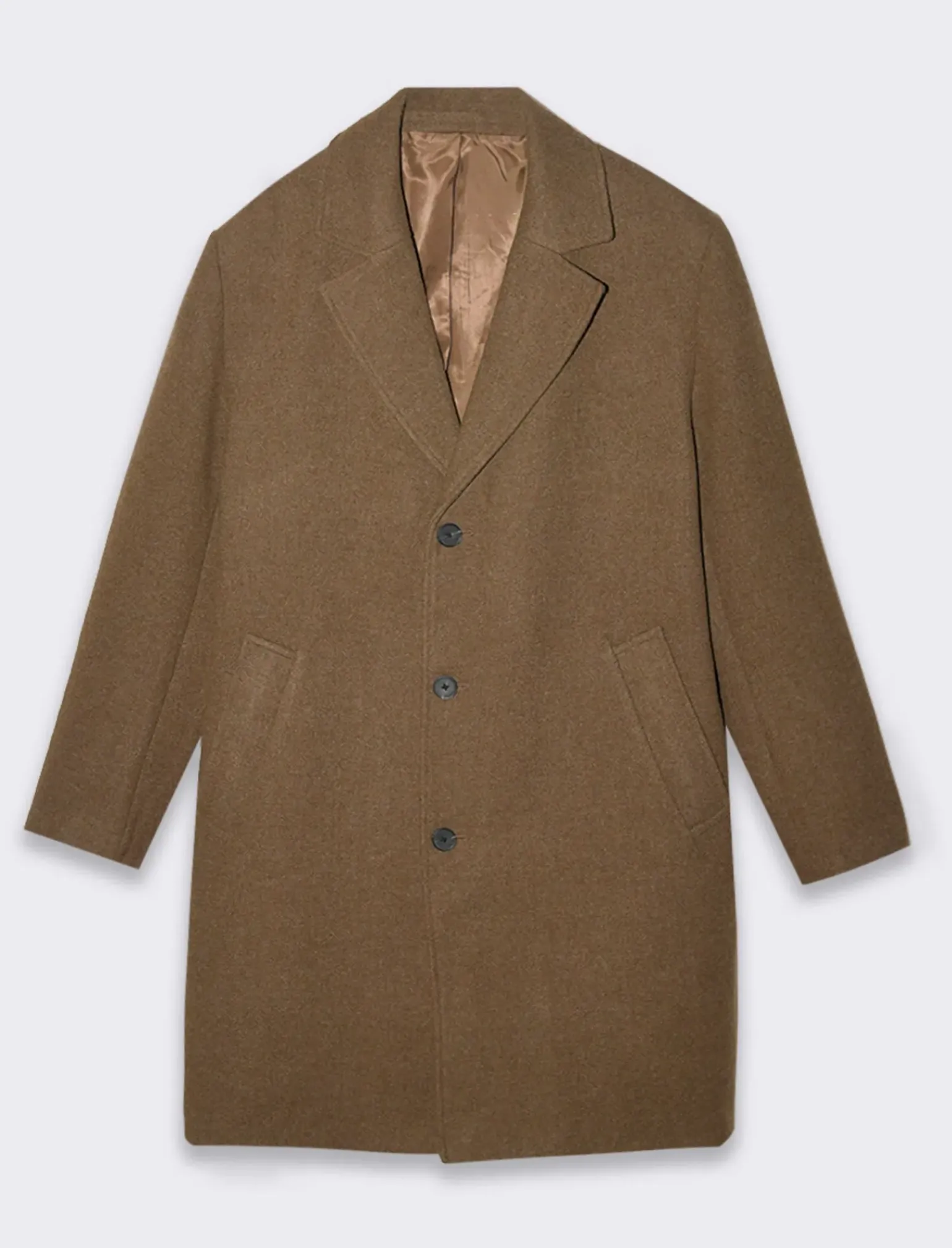 Uomo Piazza Italia Uomo|Giubbini E Cappotti<Cappotto regular fit con collo a revers a punta e maniche lunghe - fango