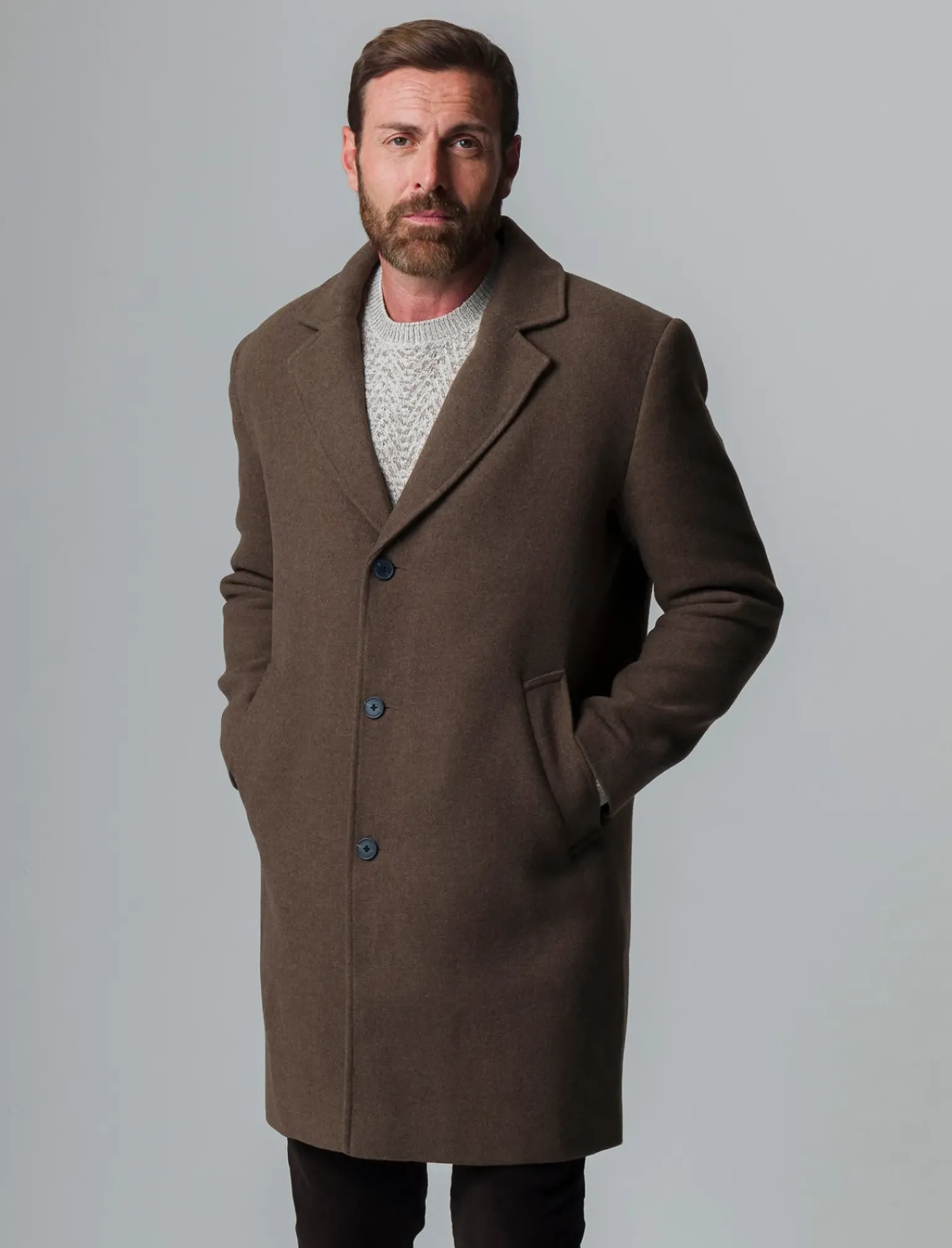 Uomo Piazza Italia Uomo|Giubbini E Cappotti<Cappotto regular fit con collo a revers a punta e maniche lunghe - fango