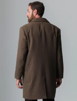 Uomo Piazza Italia Uomo|Giubbini E Cappotti<Cappotto regular fit con collo a revers a punta e maniche lunghe - fango