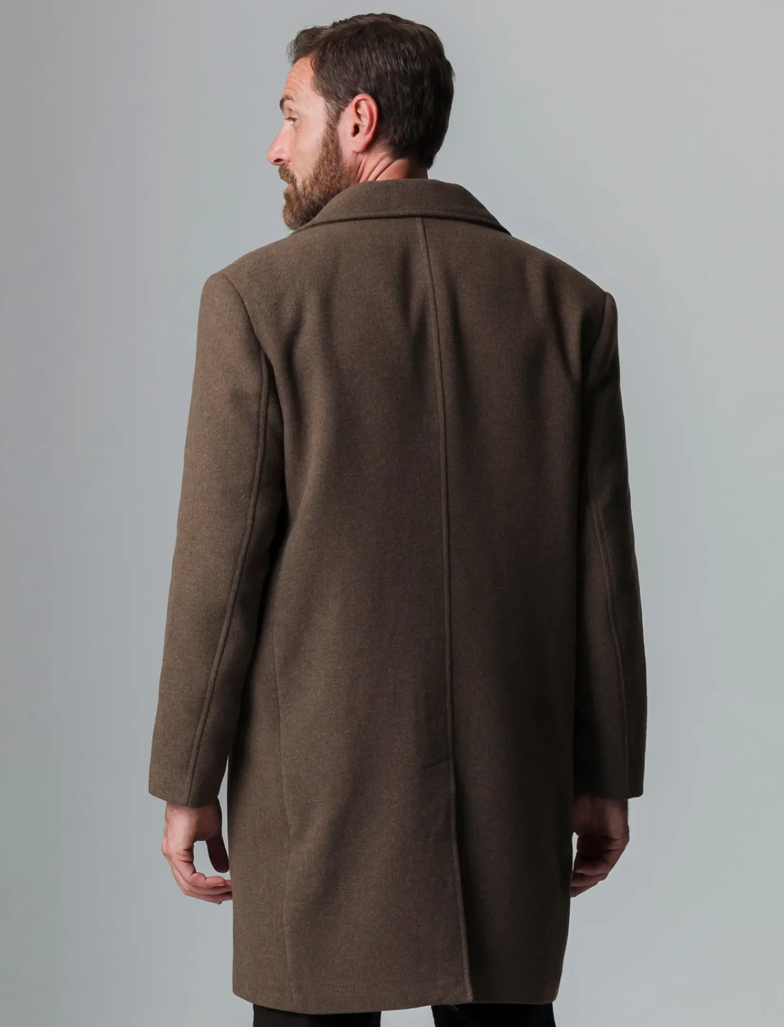 Uomo Piazza Italia Uomo|Giubbini E Cappotti<Cappotto regular fit con collo a revers a punta e maniche lunghe - fango