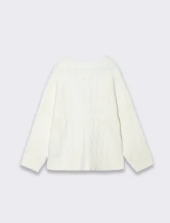 Piazza Italia Bambina|Maglieria<Cardigan a trecce da bambina con manica raglan e fiocchetti decorativi - sporco