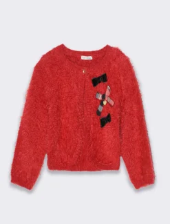 Piazza Italia Neonata<Cardigan con bottoncino frontale e applicazione di fiocco a fantasia -