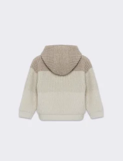 Piazza Italia Neonato|Maglieria<Cardigan con cappuccio e zip, interno in pelliccia e colori a contrasto - Beige