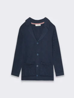 Piazza Italia Neonato|Maglieria<Cardigan con collo stile classico e bottoni con maniche e taschine in tessuto a trecce -