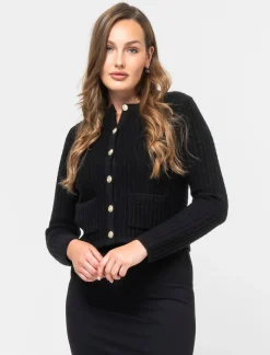 Donna Piazza Italia Maglieria<Cardigan corto con bottoni utilites effetto metallo dorato -