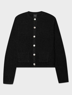 Donna Piazza Italia Maglieria<Cardigan corto con bottoni utilites effetto metallo dorato -