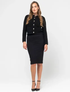 Donna Piazza Italia Maglieria<Cardigan corto con bottoni utilites effetto metallo dorato -