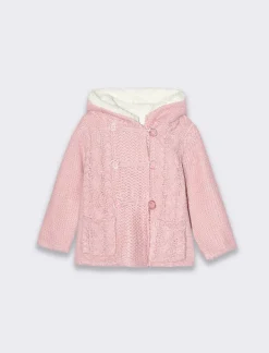 Piazza Italia Neonata<Cardigan da neonata con cappuccio e bottoni con pelliccia interna - Lilla